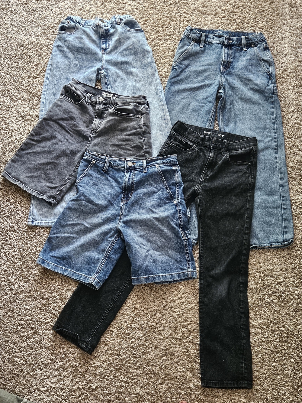 Old Navy Wonder Nation Boy's 5 Piece Denim Jean & Short Lot Size 12